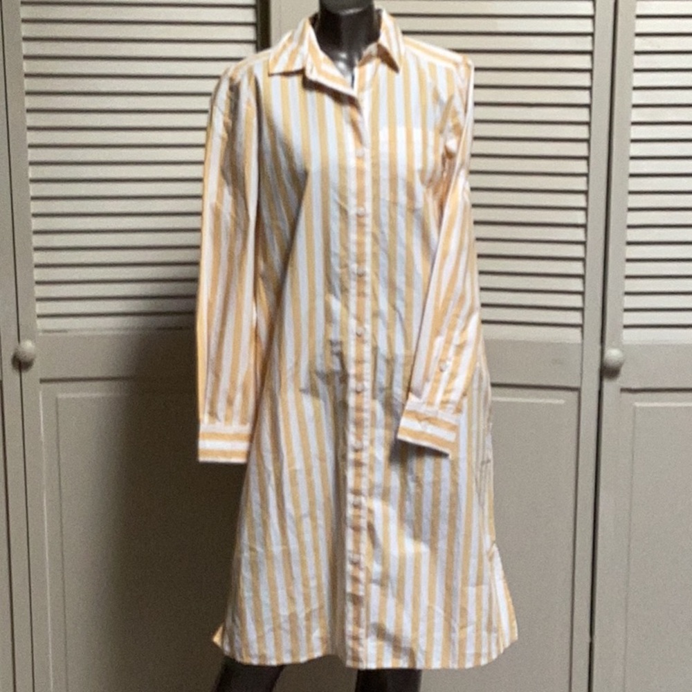Style & Co. Yellow and White Striped Long Sleeve Dress